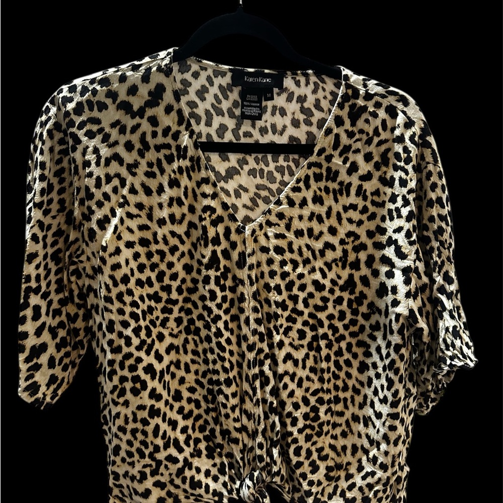 Kensie Black and Tan Leopard Print Blouse